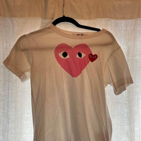 CDG Play / Comme des Garcons Play Double Heart T-Shirt - Size M - Picture 2 of 3
